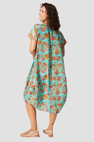 Robe longue - Bleu, vert et jaune