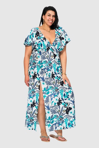 Robe longue - Noir et bleu