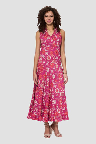 Robe longue - Rouge et rose
