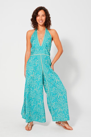 Combinaison fleurie - Beige et bleu
