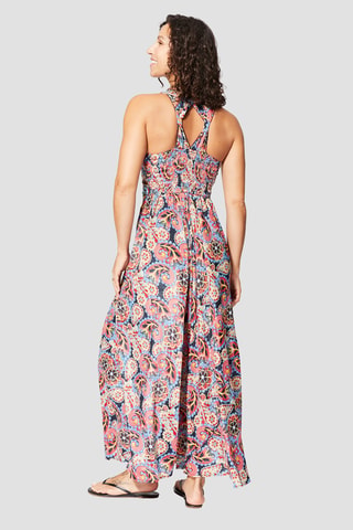 Robe longue - Noir, rouge et bleu