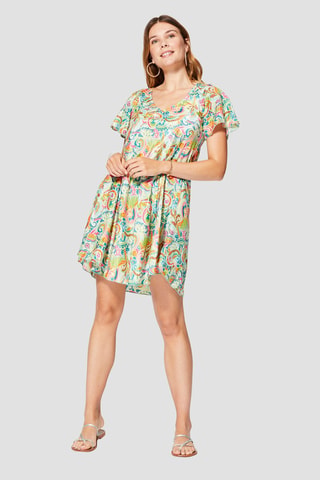 Robe courte - Blanc et multicolore