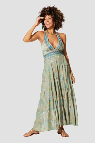 Robe - Beige et bleu