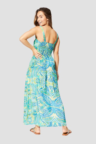 Robe longue - Bleu, vert et jaune