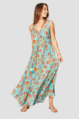 Robe - Turquoise, rose et orange