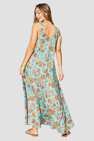 Robe - Turquoise, rose et orange