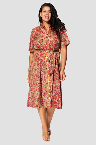 Robe chemise - Rouge, vert et jaune