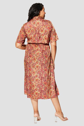 Robe chemise - Rouge, vert et jaune
