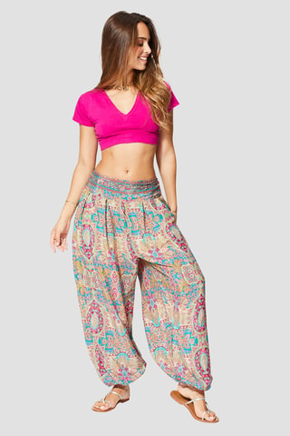 Pantalon - Bleu, vert et rose