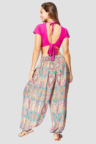 Pantalon - Bleu, vert et rose