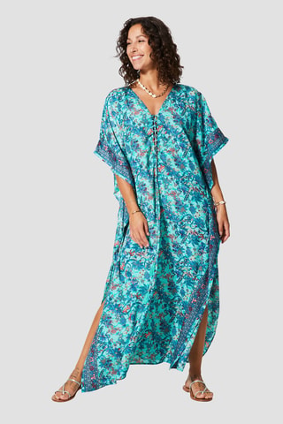 Caftan - Blanc, bleu et vert