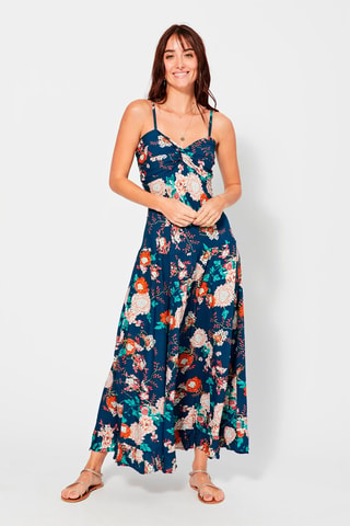 Robe longue - Blanc, bleu et orange