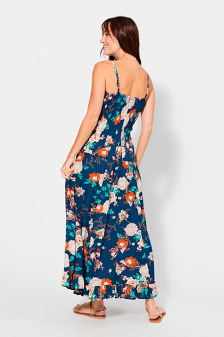 Robe longue - Blanc, bleu et orange