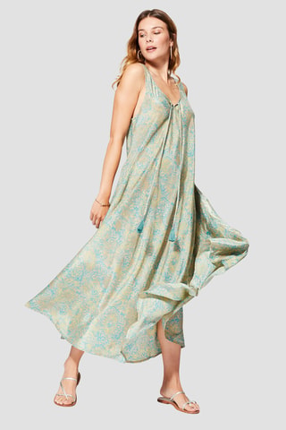 Robe longue - Beige et bleu