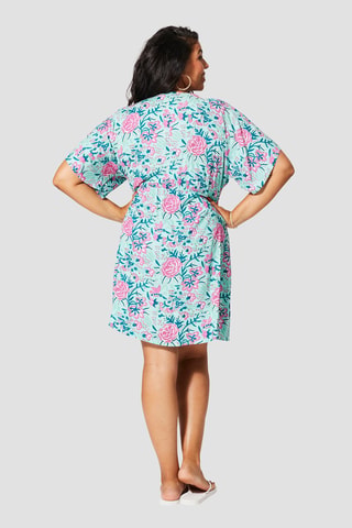 Robe - Bleu canard, rose et vert
