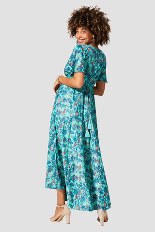 Robe longue - Blanc, bleu et vert