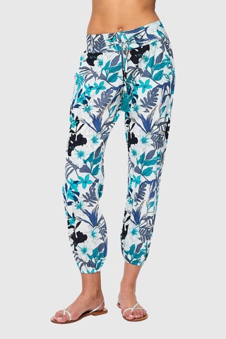 Pantalon droit - Blanc et bleu