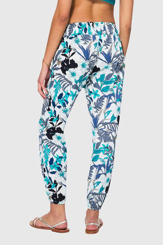 Pantalon droit - Blanc et bleu