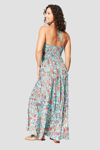 Robe longue - Rouge, bleu et jaune