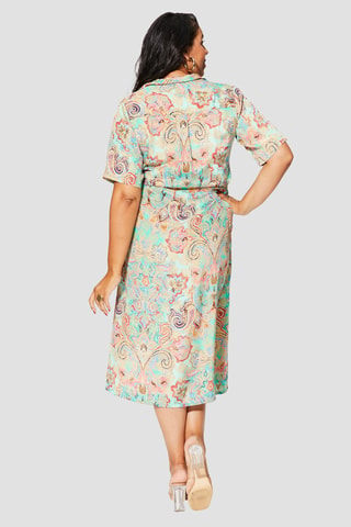 Robe chemise - Beige et rose
