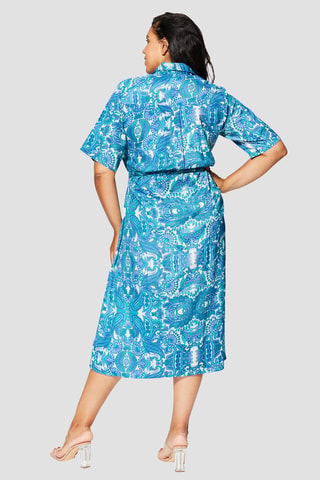 Robe chemise - Blanc et bleu