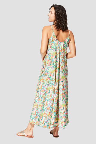 Robe longue - Blanc, vert et jaune