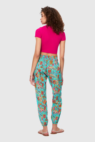 Pantalon droit - Bleu, vert et orange