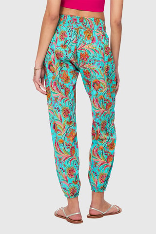 Pantalon droit - Bleu, vert et orange