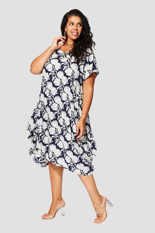 Robe longue - Blanc et bleu
