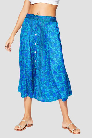 Jupe midi - Bleu