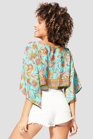 Top - Blanc, orange et rose