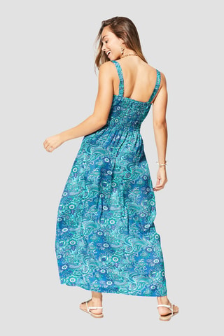 Robe longue - Blanc, bleu et vert
