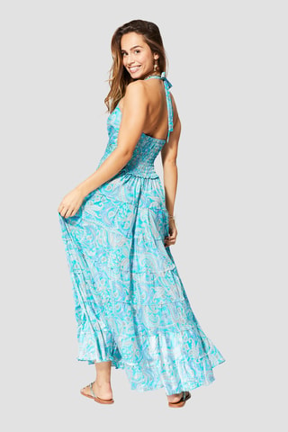 Robe longue - Blanc et bleu