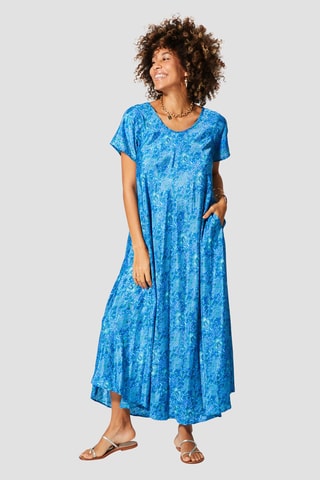 Robe longue - Blanc et bleu