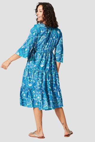 Robe midi - Blanc et bleu