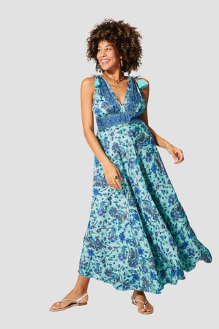 Robe longue - Blanc et bleu