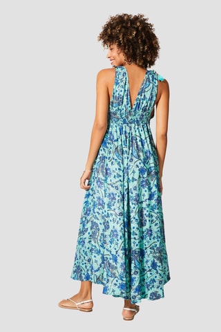 Robe longue - Blanc et bleu