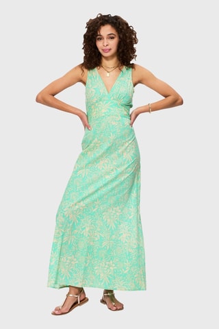 Robe longue - Beige et vert