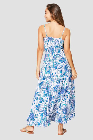 Robe longue - Blanc et bleu