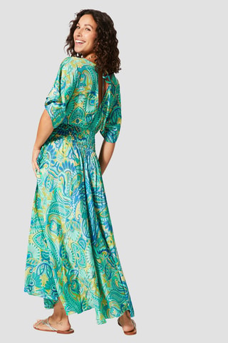 Robe longue - Bleu et vert