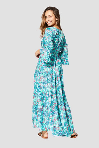 Robe empire longue - Turquoise, bleu et bordeaux