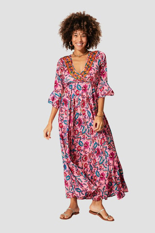 Robe empire longue - Rose, violet et bleu
