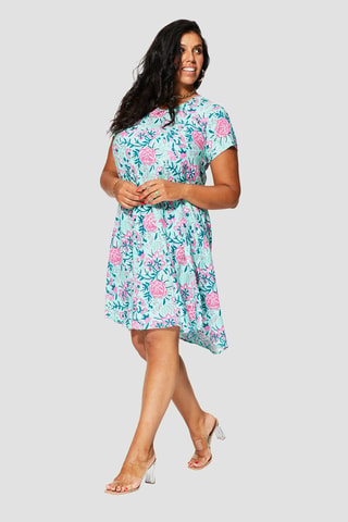 Robe - Bleu, rose et vert