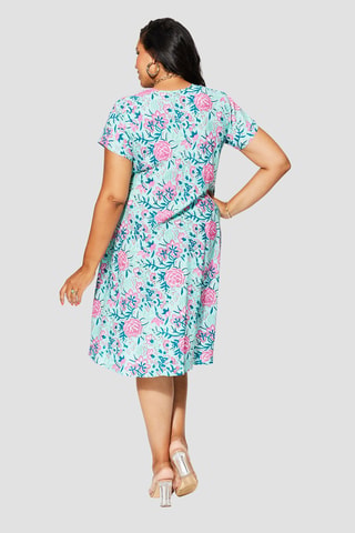 Robe - Bleu, rose et vert