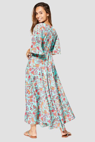 Robe longue - Jaune, rose et turquoise