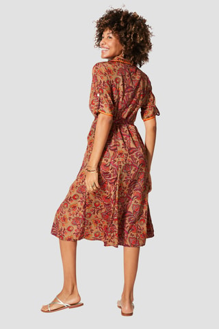Robe chemise - Beige, bordeaux et orange