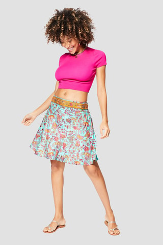 Jupe - Turquoise, rose et jaune