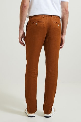 Pantalón recto de lino - Camel