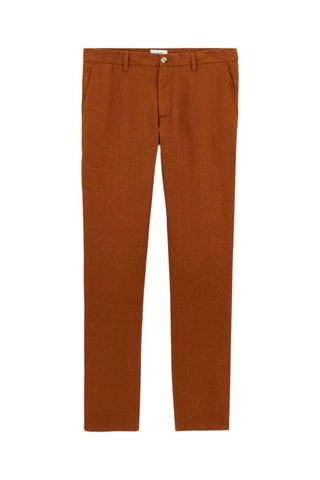 Pantalón recto de lino - Camel