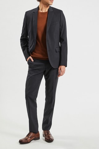 Chaqueta slim fit de lino - Azul marino